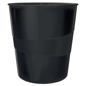 Papírkosár, 15 liter, Leitz Wow,metál fekete