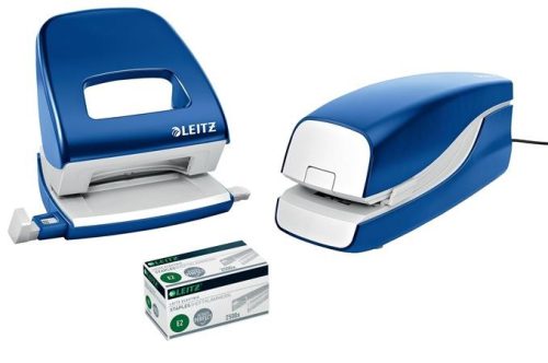 Tűzőgép, elektromos, 24/6, 20 lap, Leitz Nexxt 5533, kék