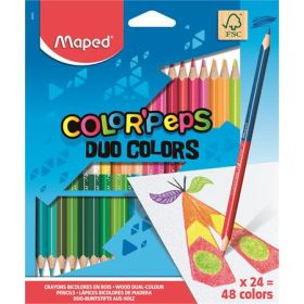   Színes ceruza készlet, háromszögletű, kétvégű, MAPED Color Peps Duo, 48 különböző szín, 24 db/készlet