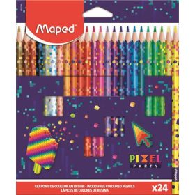   Színes ceruza készlet, háromszögletű, MAPED Pixel Party, 24 különböző szín / készlet (862206)