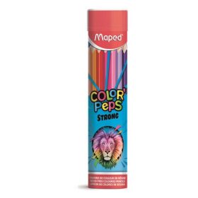  Színes ceruza készlet, háromszögletű, fémhengerben, MAPED Color Peps Strong 24 db/készlet