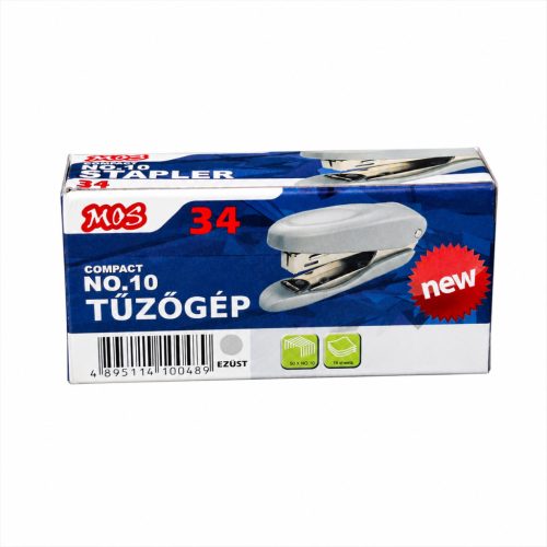 MOS 34 kompakt tűzőgép No.10 kapcsokhoz, 16 lapos, ezüst