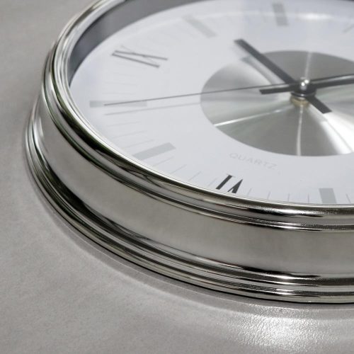 Prim Bigon 30cm ezüst-fehér falióra, fehér számlappal (E01.2974.7000)