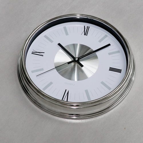 Prim Bigon 30cm ezüst-fehér falióra, fehér számlappal (E01.2974.7000)