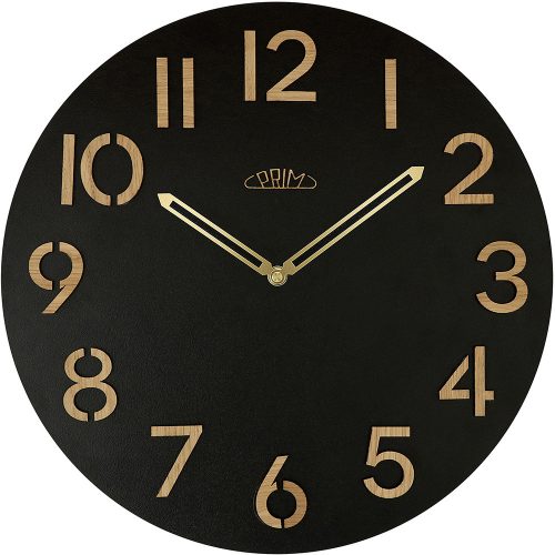 Prim Combined Veneer 38cm furnérozott fa falióra, fekete/világos barna szín, lézergravírozható (E07P.4246)