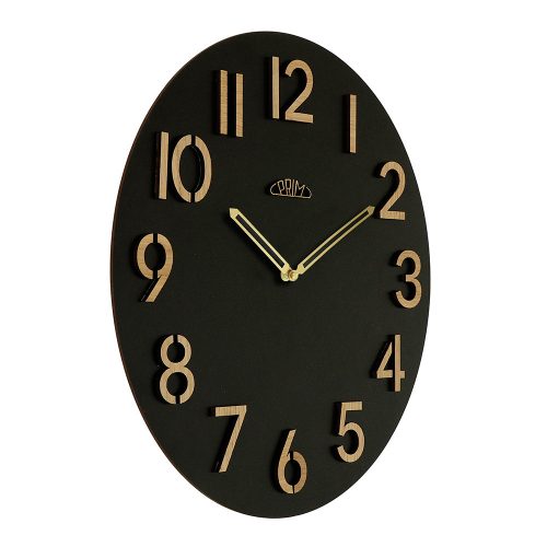 Prim Combined Veneer 38cm furnérozott fa falióra, fekete/világos barna szín, lézergravírozható (E07P.4246)