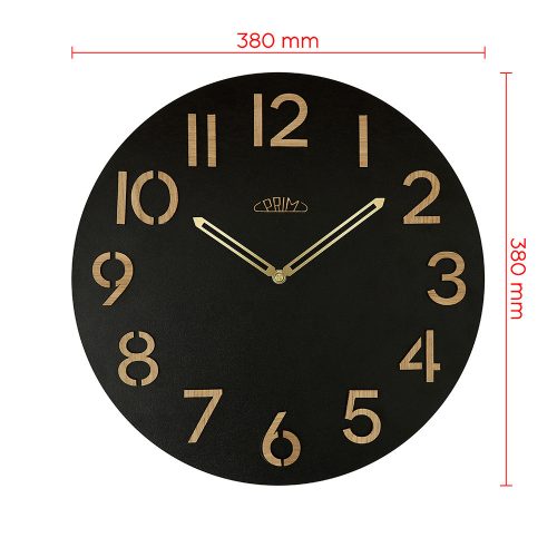 Prim Combined Veneer 38cm furnérozott fa falióra, fekete/világos barna szín, lézergravírozható (E07P.4246)