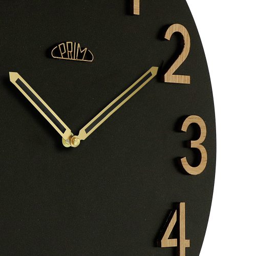 Prim Combined Veneer 38cm furnérozott fa falióra, fekete/világos barna szín, lézergravírozható (E07P.4246)