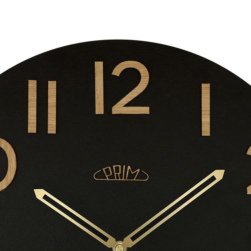 Prim Combined Veneer 38cm furnérozott fa falióra, fekete/világos barna szín, lézergravírozható (E07P.4246)