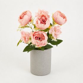   Luxus bazsarózsa művirág csokor (7 virágfej) dús, élethű virág dekoráció, 43cm hosszú