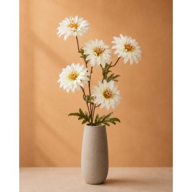   Prémium megjelenésű Dália művirág szál, látványos volumen, 75cm, fehér színű
