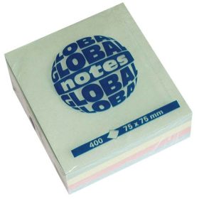   Öntapadós jegyzettömb Global Notes 75x75 mm 400 lapos pasztell színek