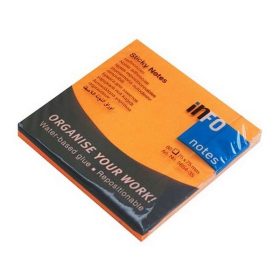   Öntapadós jegyzettömb Info Notes 75x75 mm 100 lapos neon narancs (5654-35)