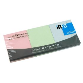   Öntapadós jegyzettömb Info Notes 40x50 mm 3x100 lapos pasztell mix (5653-98-pk-3)