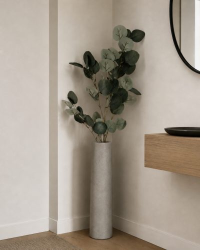 Természetes hatású eukaliptusz ág, prémium műnövény dekor, zöld, 90cm