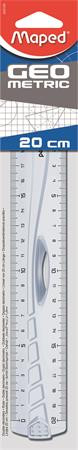 Vonalzó, műanyag, 20 cm, leszorítóval, MAPED, Geometric