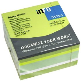   Öntapadós jegyzettömb Info Notes 75x75 mm 450 lapos neon zöld mix (5654-61)