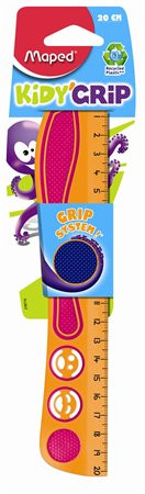 Vonalzó, műanyag, gumírozott, 20 cm, MAPED Kidy Grip, vegyes színek