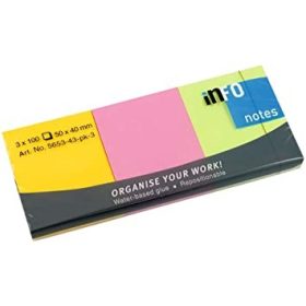   Öntapadós jegyzettömb Info Notes 40x50 mm 3x100 lapos neon mix (5653-43-pk-3)