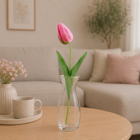 Tulipán dekorációs művirág szál 50cm, pink színű