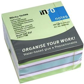   Öntapadós jegyzettömb Info Notes 75x75 mm 450 lapos pasztell zöld mix (5654-62)