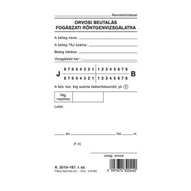 Fogászati beutaló szabadlap 84x148 mm A.3510-167