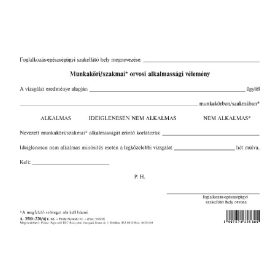   Munkaköri / szakmai orvosi alkalmassági vélemény szabadlap A/5 fekvő A.3510-220/UJ