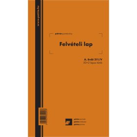 Felvételi lap ipari fához 50x2 lapos tömb A.ERDO.211/V