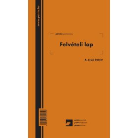   Felvételi lap erdőgazdálkodási 50x2 lapos tömb A.ERDO.212/V
