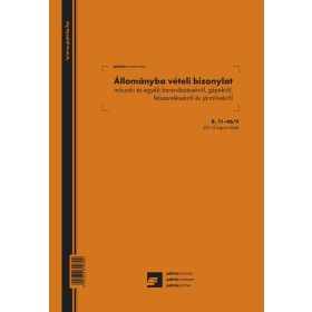   Állománybavételi bizonylat műszaki és egyéb berendezésekről 25x4 lapos tömb A/4 álló B.11-46/V