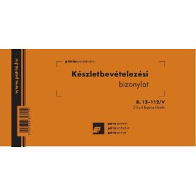   Készletbevételezési bizonylat 2 tételes 25x4 lapos tömb 203x102 mm B.12-112/V