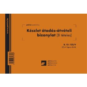   Készlet átadási-átvételi bizonylat 8 tételes 25x4 lapos tömb A/5 fekvő B.12-122/V
