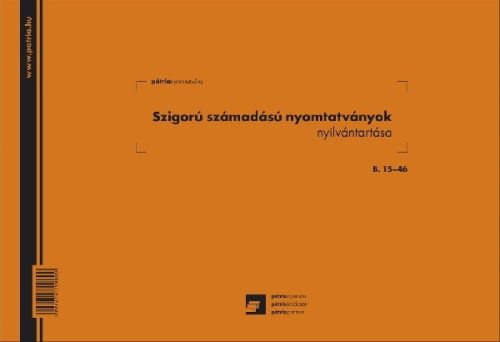 Szigorú számadású nyomtatványok nyilvántartása 25 lapos tömb A/4 fekvő B.15-46