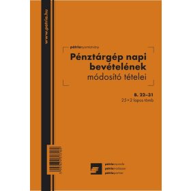   Pénztárgép napi bevételének módosító tételei 25x2 lapos tömb A/5 álló B.22-31