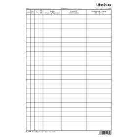 I.sz.betétlap szabadlap A/4 álló C.3341-31/I