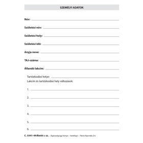   Egészségügyi könyv - Betétlap 115x160 mm C.3341-49/BETET