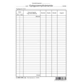 Gyógyszernyilvántartás szabadlap A/5 álló C.3410-194