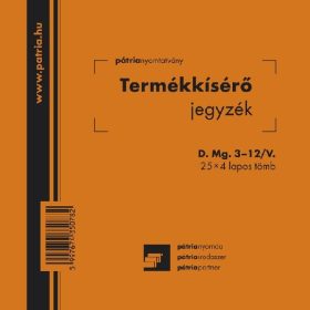 Termékkísérő jegyzék 25x4 lapos tömb D.MG.3-12/V