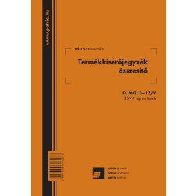   Termékkísérő jegyzék összesítő 25x4 lapos tömb A/5 álló D.MG.3-13/V