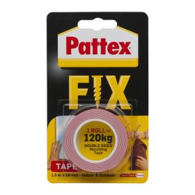   Ragasztószalag, kétoldalas, 19 mm x 1,5 m, HENKEL Pattex Fix 120 kg, piros