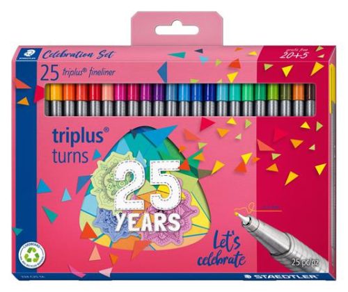 Tűfilc készlet, 0,3 mm, STAEDTLER Triplus fineliner 334, 25 különböző szín