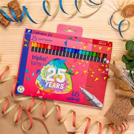 Tűfilc készlet, 0,3 mm, STAEDTLER Triplus fineliner 334, 25 különböző szín