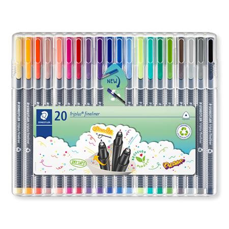 Tűfilc készlet, 0,3 mm, STAEDTLER Triplus fineliner 334, 20 különböző szín