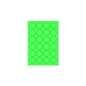   Etikett címke színes kör 40 mm-es átmérő kerek zöld 24 db/ív, 25 ív/csomag