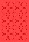Etikett címke színes kör 40 mm-es átmérő kerek piros 24 db/ív, 25 ív/csomag 