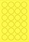 Etikett címke színes kör 40 mm-es átmérő kerek sárga 24 db/ív, 25 ív/csomag (raktáron)
