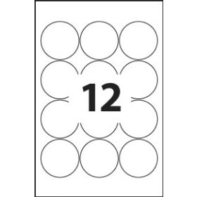   Etikett címke univerzális kör 60 mm-es átmérő kerek 12 db/ív, 1200 db/csomag