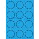 Etikett címke színes kör 60 mm-es átmérő kerek kék 12 db/ív, 25 ív/csomag