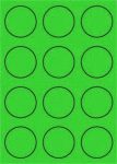   Etikett címke színes kör 60 mm-es átmérő kerek zöld 12 db/ív, 25 ív/csomag (raktáron)