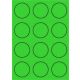 Etikett címke színes kör 60 mm-es átmérő kerek zöld 12 db/ív, 25 ív/csomag (raktáron)
